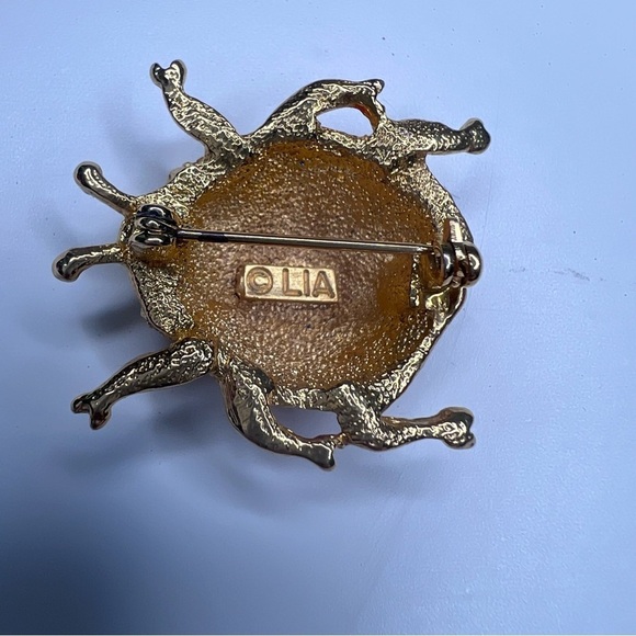 LIA vintage Enamel and rhinestone Ladybug Brooch - Picture 4 of 6